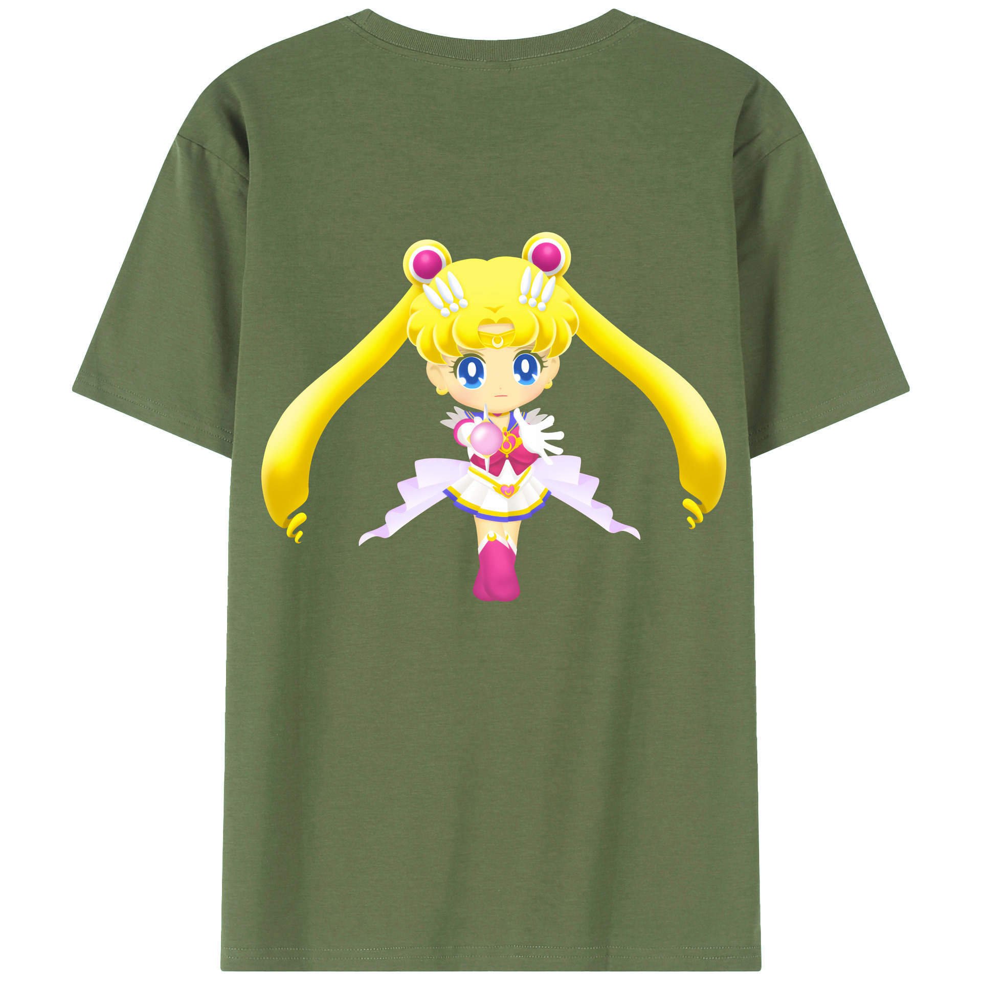 （画像用） 美少女戦士セーラームーン 月野 うさぎ つきの うさぎ Sailor Moon Tsukino Usagi 綿100％ メンズ半袖Tシャツ（バックプリント） 通気性